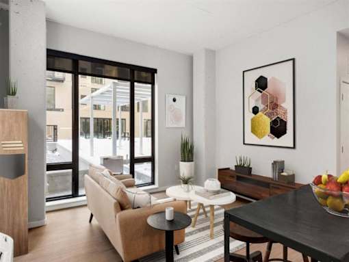 Modern Living Room at Viridium Apartments, Minneapolis, MN 55401 