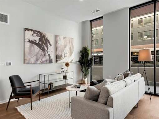 Living Room With Balcony at Viridium Apartments, Minnesota, 55401