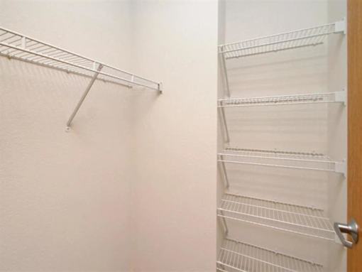 Empty White Shelves at Joseph's Pointe at Upper Landing Apartments, St. Paul, MN, 55102