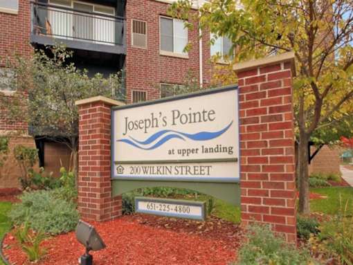 A Sign for Property at Joseph's Pointe at Upper Landing Apartments, St. Paul, MN