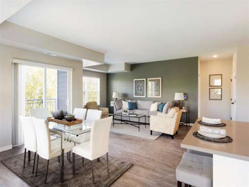 A dining room at The Barnum Apartments, White Bear Lake, MN,  55110
