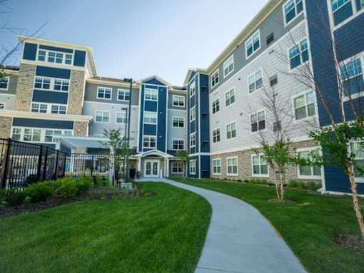 Building Entrance road at The Barnum Apartments, MN, 55110