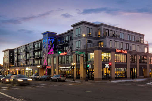 A large building with a sign that says
