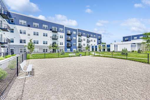 A playground area in front of apartment buildings at Lochner Apartments, White Bear Lake, 55110