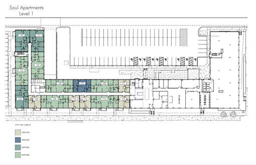 Floorplan Level 1 at Soul Apartments, St. Paul
