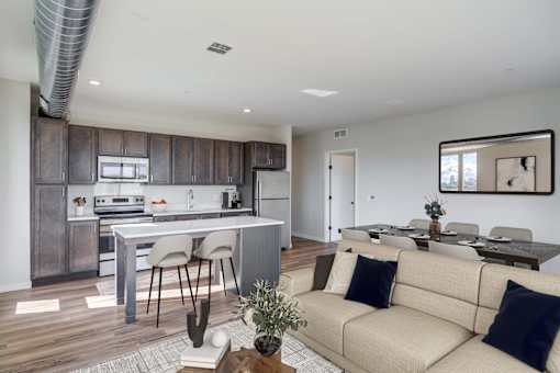 Decorated Living Room at Peregrine Apartments, Minnesota