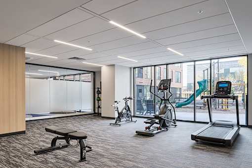 A Gym with Treadmills at Peregrine Apartments, Minneapolis, MN