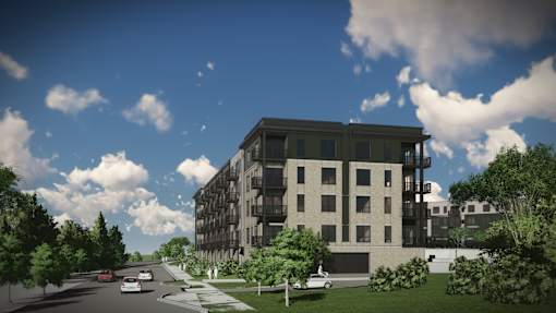 Building view at Olivine Apartments, Victoria 55386