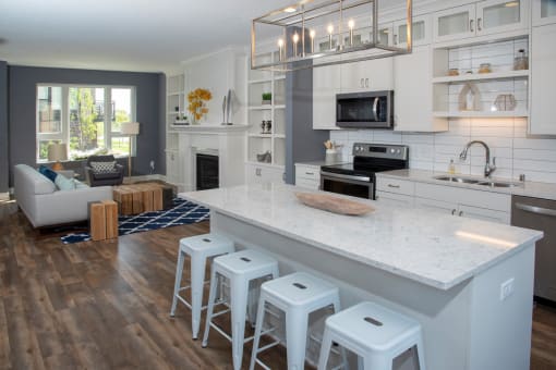 Large Center Island Kitchen at The McMillan, Shoreview