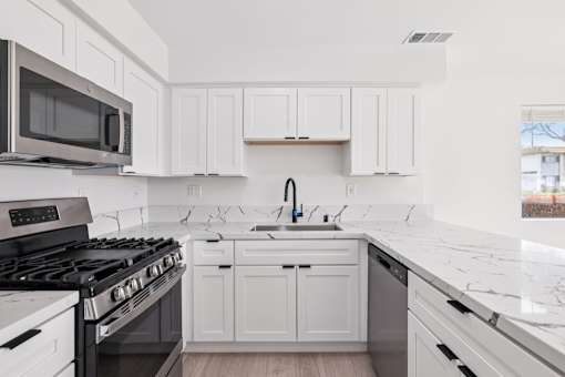 White Kitchen at Ocean Villas Apartments, Oxnard, California