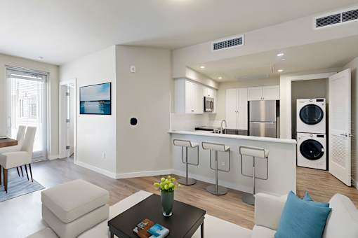 Living Room With Kitchen at 888 Fourth Street Apartments, LLC, Santa Rosa, CA, 95404
