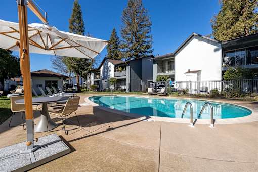 our apartments have a pool and a patio  at Danville Park, Danville, CA, 94526