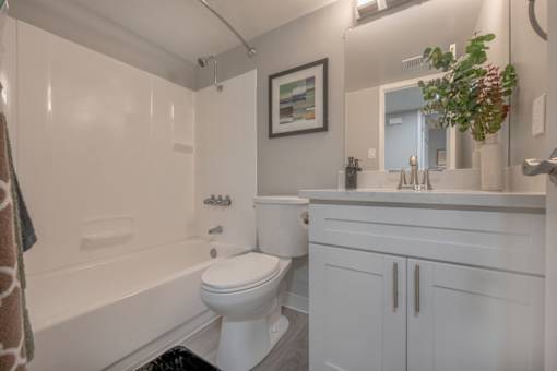 a bathroom with a sink toilet and a bath tub at Danville Park, Danville, California