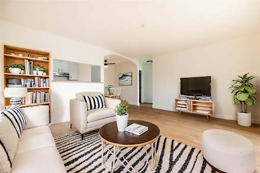 Modern Living Room at Summerhill Place Apartments, Union City California