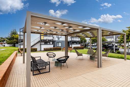 Stylish Furnished outdoor patio at The Gates at the Marina Apartments, Marina, CA, California