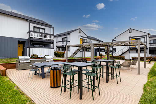 Plenty of patio seating to enjoy at The Gates at the Marina Apartments, California