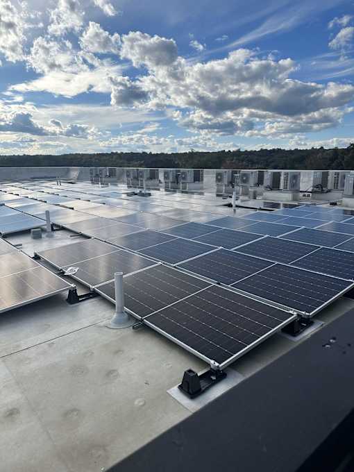 solar panels on the roof of a building