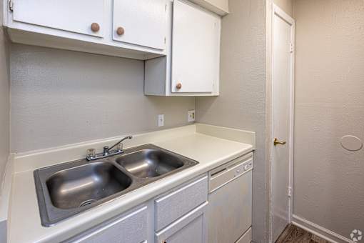A small kitchen with a sink and a dishwasher.