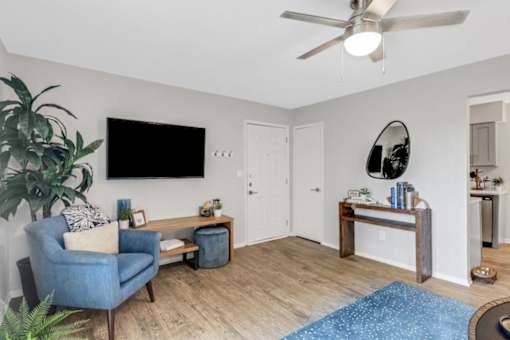 Living Room With TV at The Beacon, Huntsville, AL, 35816