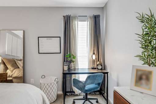 Bedroom With Desk at The Beacon, Huntsville, AL, 35816