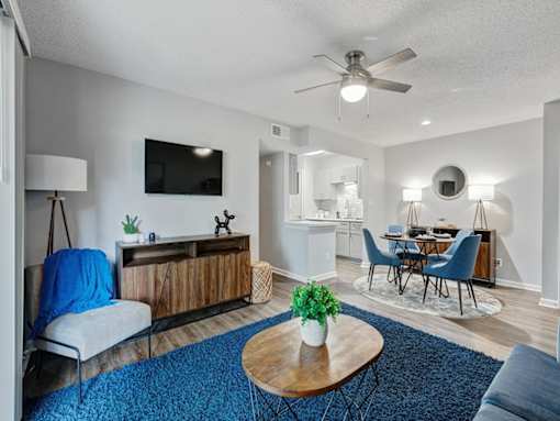 the preserve at ballantyne commons apartment living room and dining area