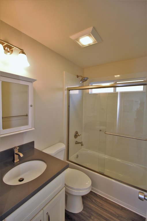 a bathroom with a shower and a sink and a toilet