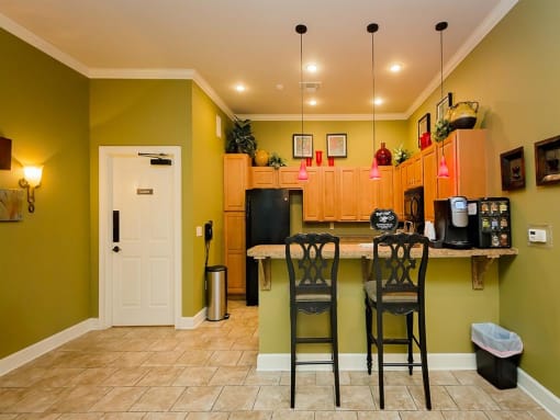communal kitchen and dining area