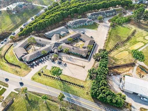 Drone aerial property view at Mayfair Apartments, Missouri