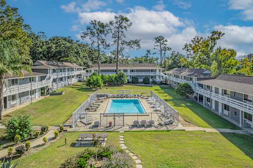 Drone Area Of A Pool at The Sanctuary, Tallahassee, 32304