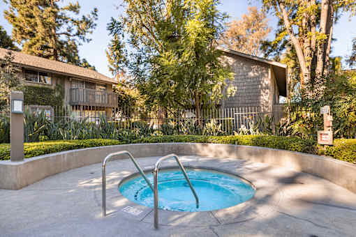 An outdoor spa in a garden at The Aspens Riverside, Riverside, 92504