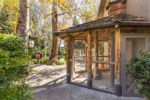 A wooden bird aviary at The Aspens Riverside, Riverside, 92504
