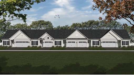 Artist rendering of Erie Ridge Ranch Townhomes with 1- and 2-car garages