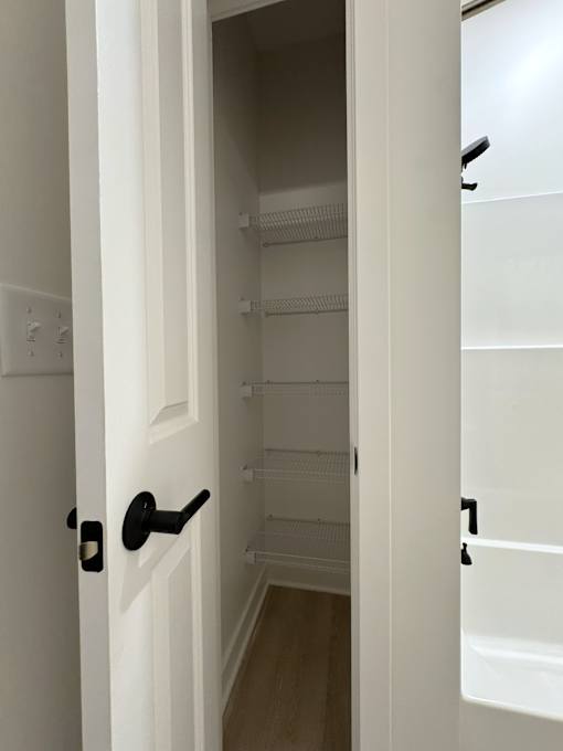 View inside typical linen closet