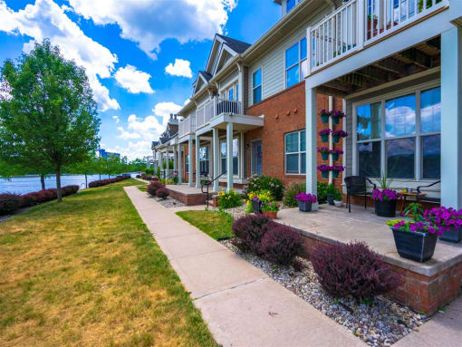 Close up view of private porch with view view of lawn overlooking the Genesee River Close up view of private porch with view view of lawn overlooking the Genesee River
