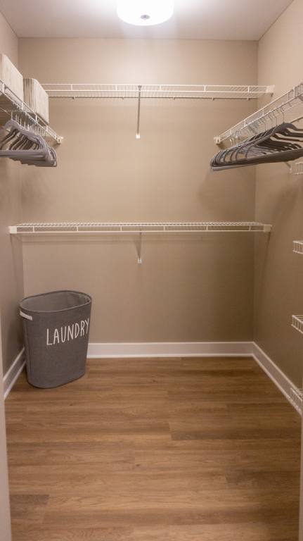 Interior view of Champion Reserve Townhomes primary bedroom walk-in closet