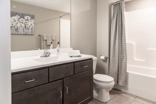 a bathroom with a sink toilet and a mirror