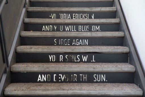 a set of stairs with writing on the steps