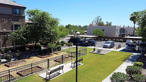 Rehoboth Place apartments in Phoenix, AZ courtyard and community garden