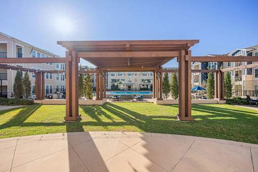 Wooden pavilion at Edge and Stone, Texas