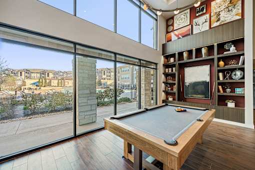 Pool table in game room at Edge and Stone, Texas, 78260