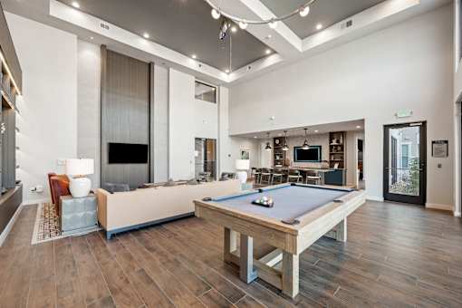 Billiard Table in game room at Edge and Stone, San Antonio, TX