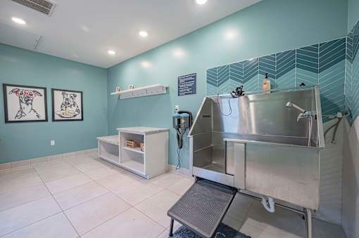 A room with a sink and a fridge at Waterleaf at Neely Ferry Apartments, Simpsonville, 29680