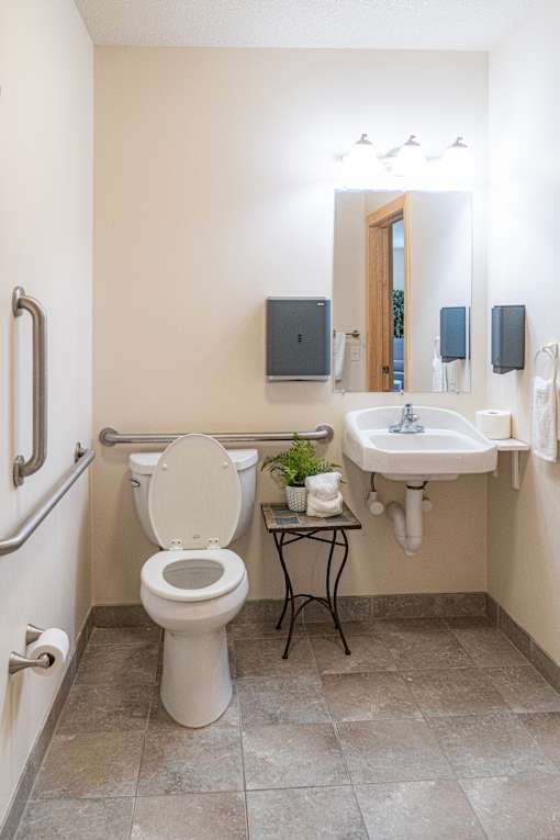 a bathroom with a toilet and a sink and a mirror