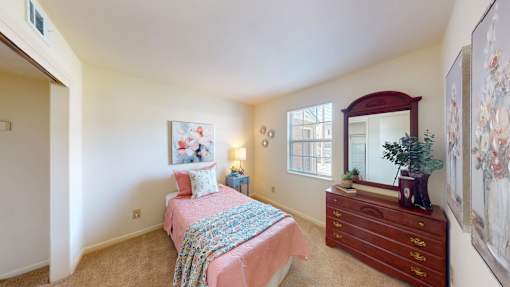 a bedroom with a walk-in closet