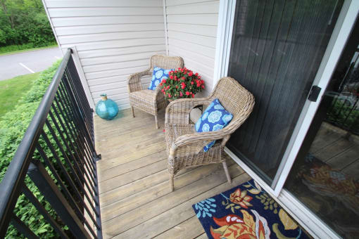 This is a photo of a private balcony at Deer Hill Apartments in Cincinnati, OH. 