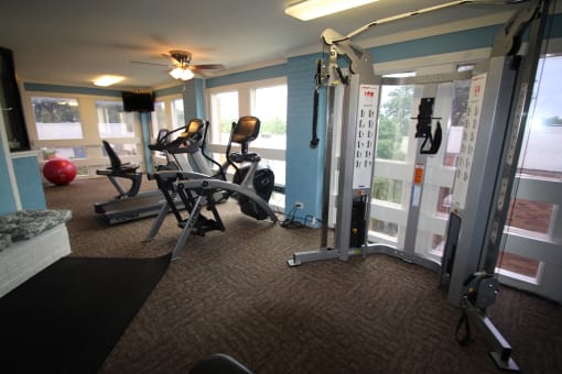 This is a picture of the fitness center at Cambridge Court Apartments in Dallas, TX