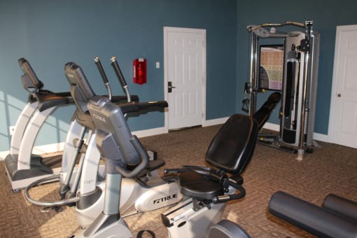 This is a photo of the fitness center at The Summit at Midtown in Dallas, TX.