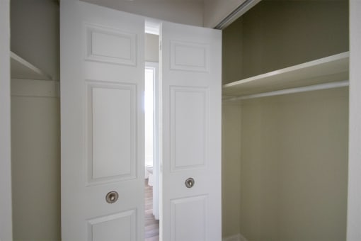 This is a photo of the bedroom closets in the 631 square foot, B-style (Ranch) 1 bedroom/1 bath floor plan at Colonial Ridge Apartments in the Pleasant Ridge neighborhood of Cincinnati, OH.