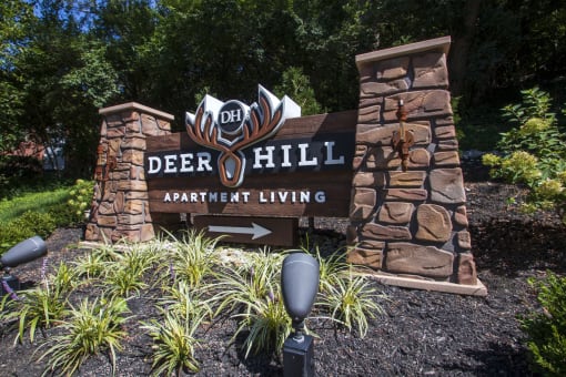This is a picture of entrance sign at Deer Hill Apartments in Cincinnati, Ohio.