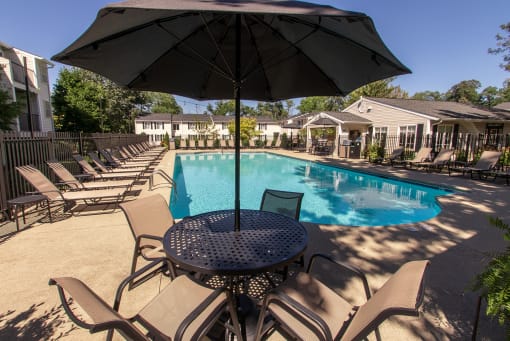 This is a picture of the pool area at Deer Hill Apartments in Cincinnati, Ohio.